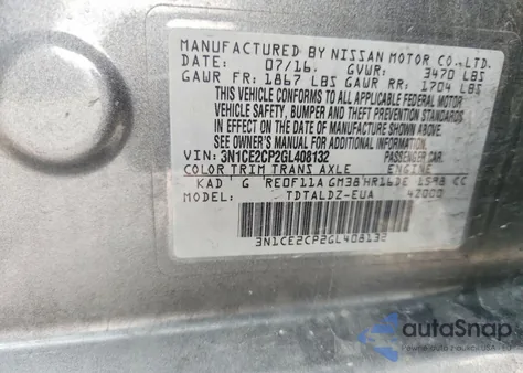 2016 Nissan Versa Note S z USA, uszkodzony, nr VIN 3N1CE2CP2GL408132